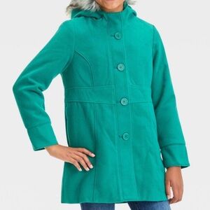 Cat & Jack Teal Kids Coat with Faux Fur Hood